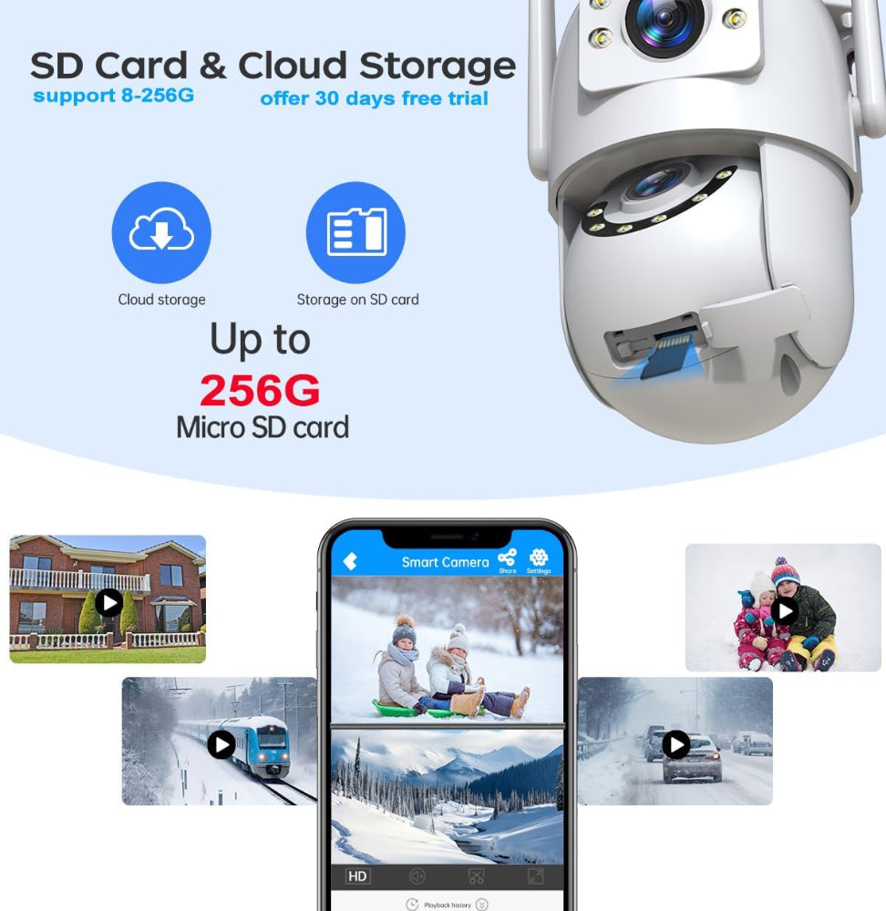 Dual-lens smart CCTV camera with infrared and spotlight night vision
