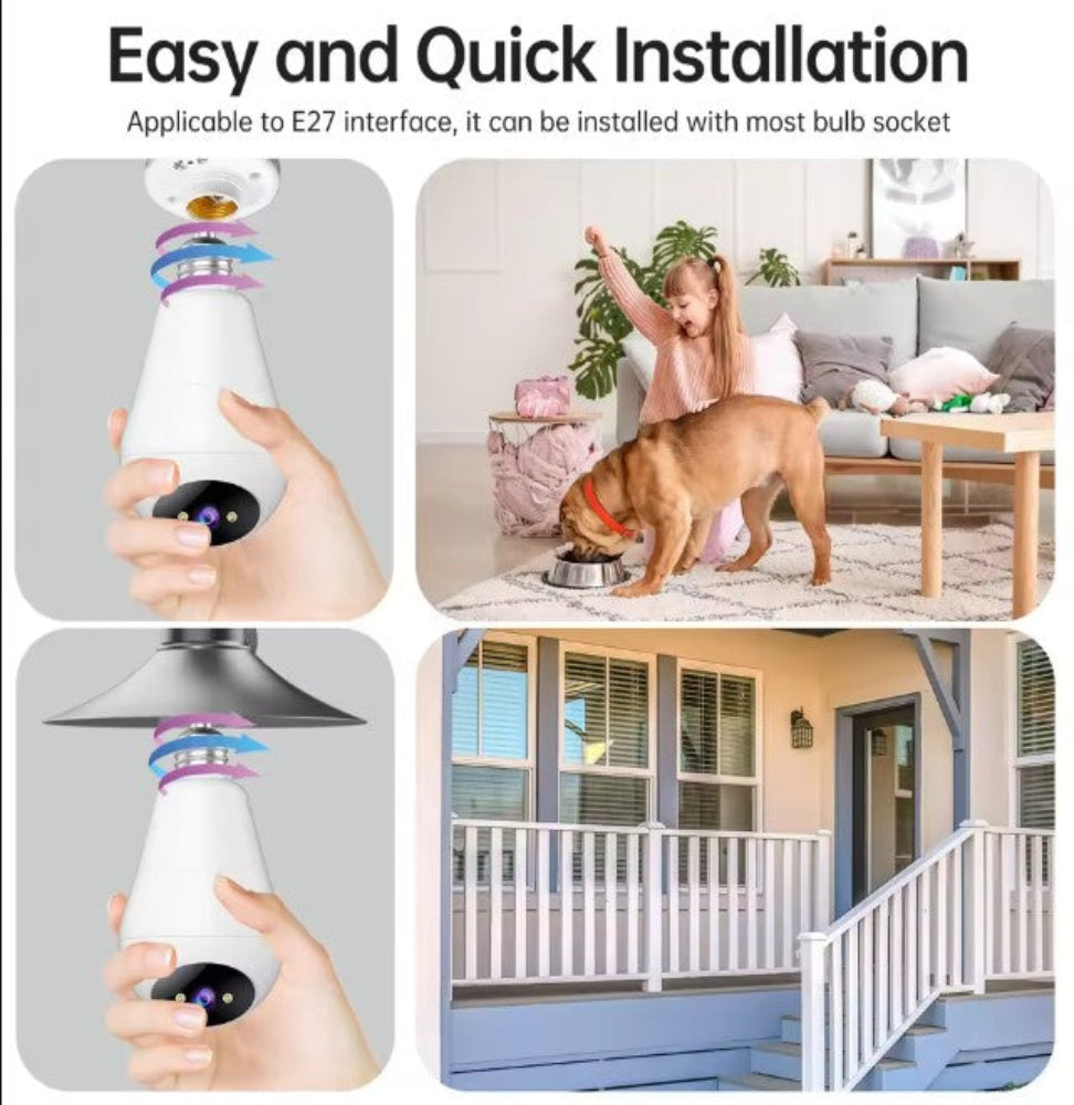 Home monitoring camera shaped like a light bulb