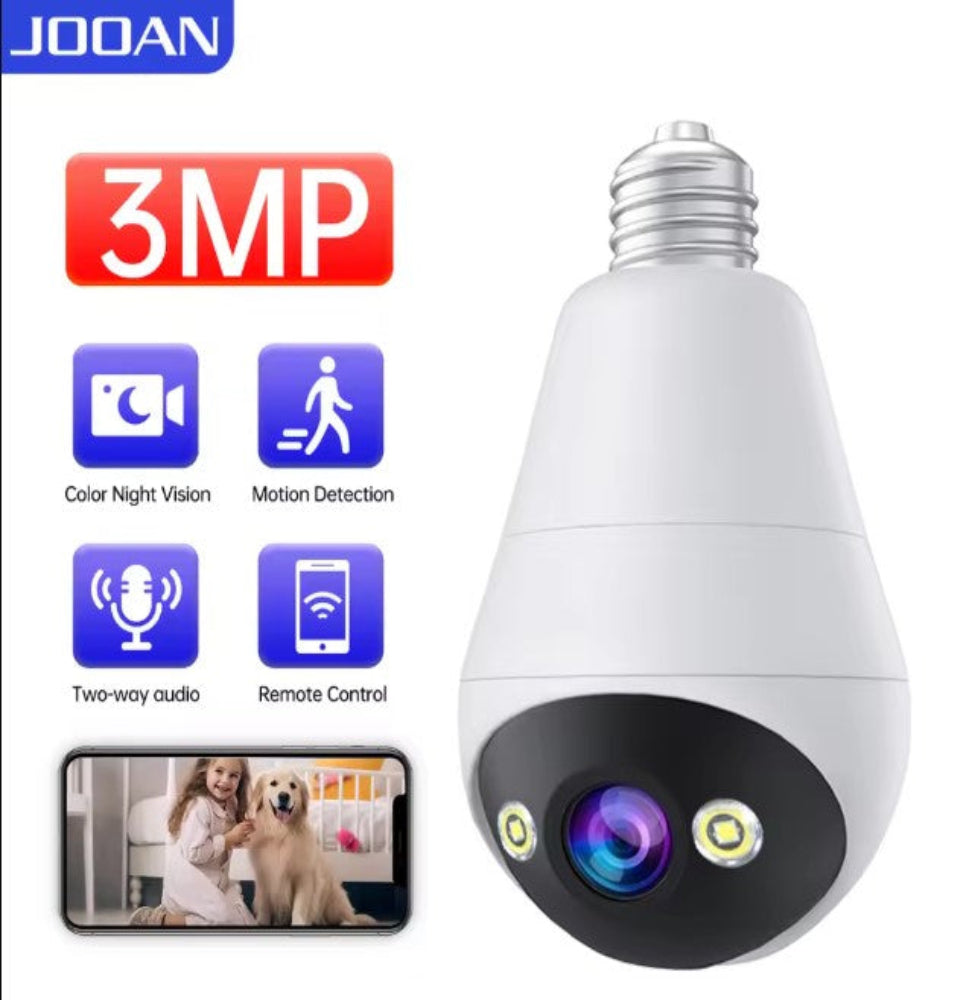 JOOAN 3MP bulb camera with smart motion detection and night vision