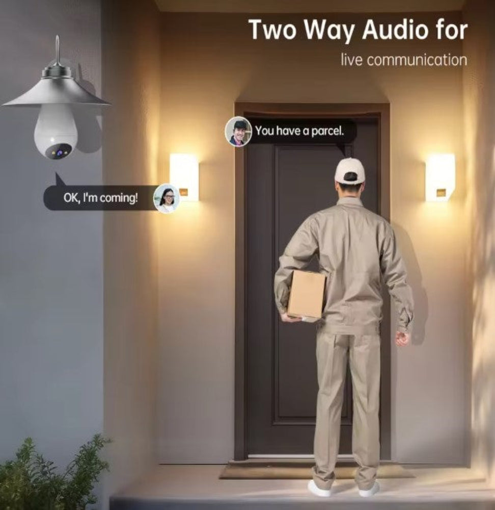 Light socket security camera with HD lens and dual LED lights