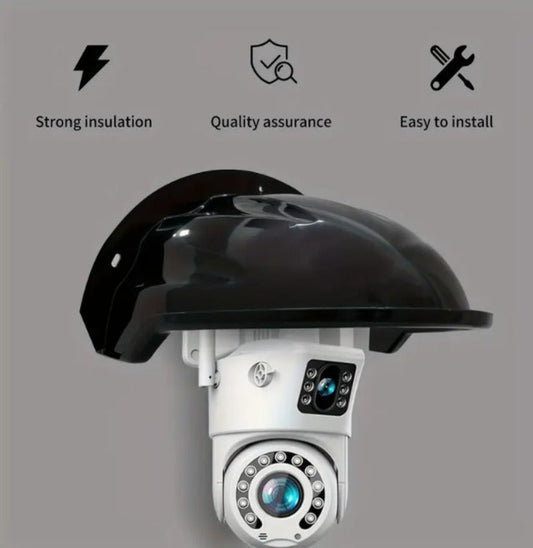 Rainproof hood for bullet and PTZ cameras with wide overhang