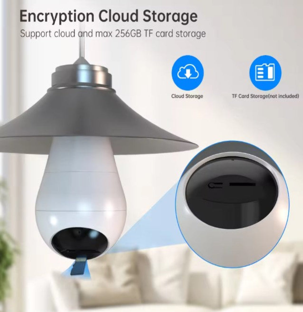Smart bulb surveillance camera with mobile app control